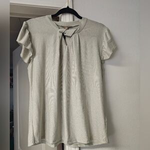 Green Short Sleeve Tie Front Blouse